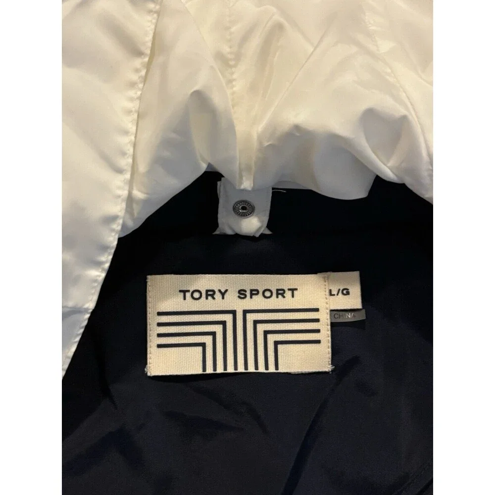 Tory Burch Sport Convertible Blazer With Hood Women’s‎ Size Large Blue White